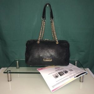 VERSACE COLLECTION SATCHEL BLACK PEBBLED LEATHER CHAIN STRAP BAG w/COA
